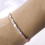 Multi Shape Sparkling White Cubic Zirconia Bangle Bracelet