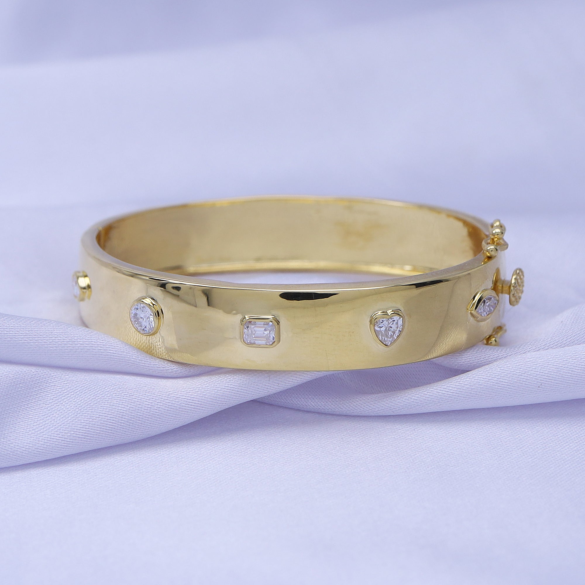 Multi Shape Lab Created Moissanite 10MM Width Bangle Bracelet