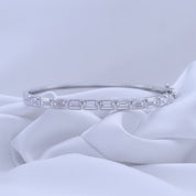 Tennis Bezel Set Classic Bangle Bracelet In White Cubic Zirconia