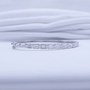 Tennis Bezel Set Classic Bangle Bracelet In White Cubic Zirconia