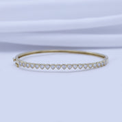 3MM Heart Shape Bangle Bracelet White Cubic Zirconia