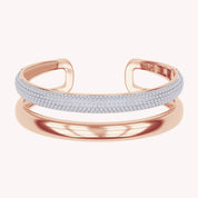 5.00 Cttw Round Lab Created Moiissanite Pave Set Double Domed Open Cuff Bracelet