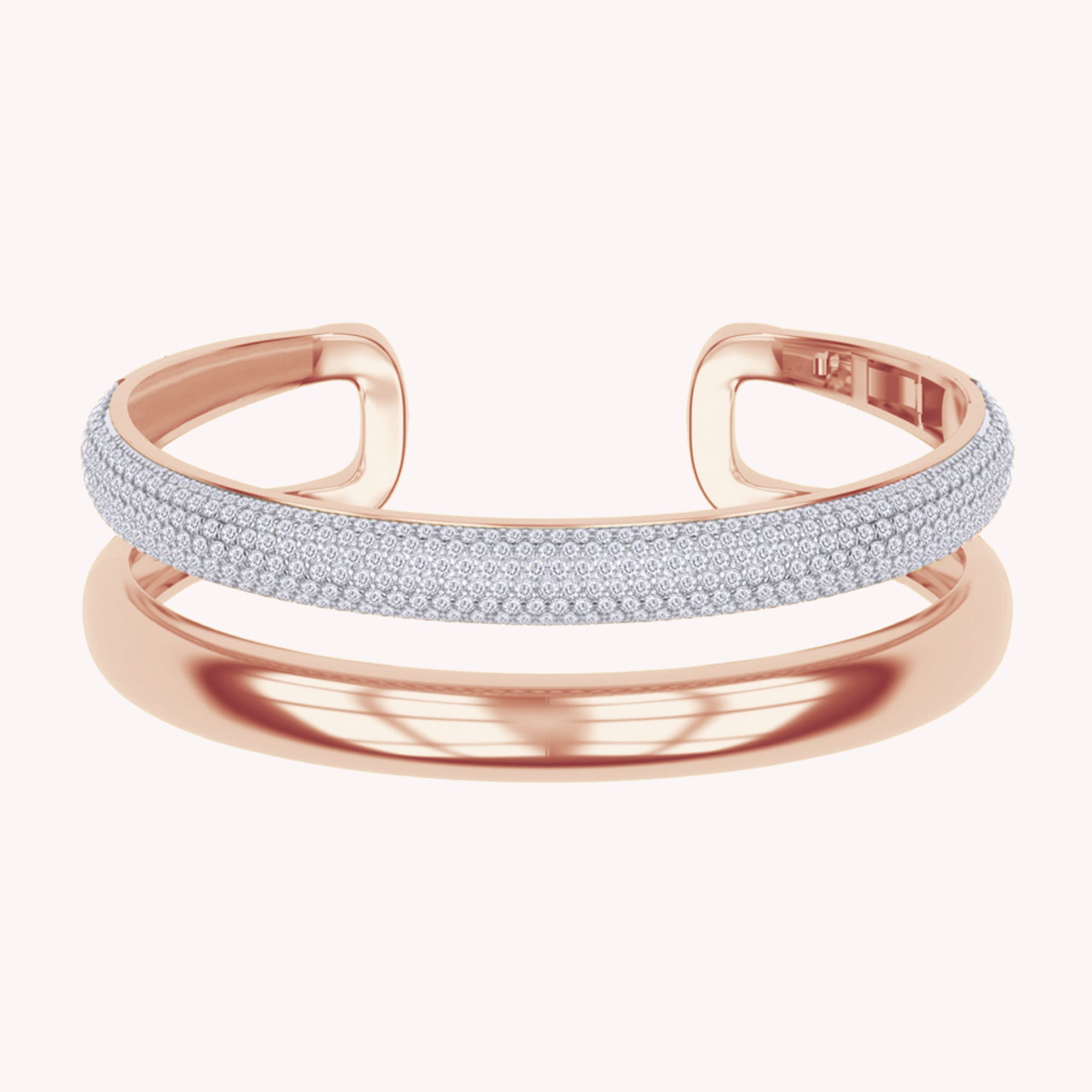 5.00 Cttw Round Lab Created Moiissanite Pave Set Double Domed Open Cuff Bracelet