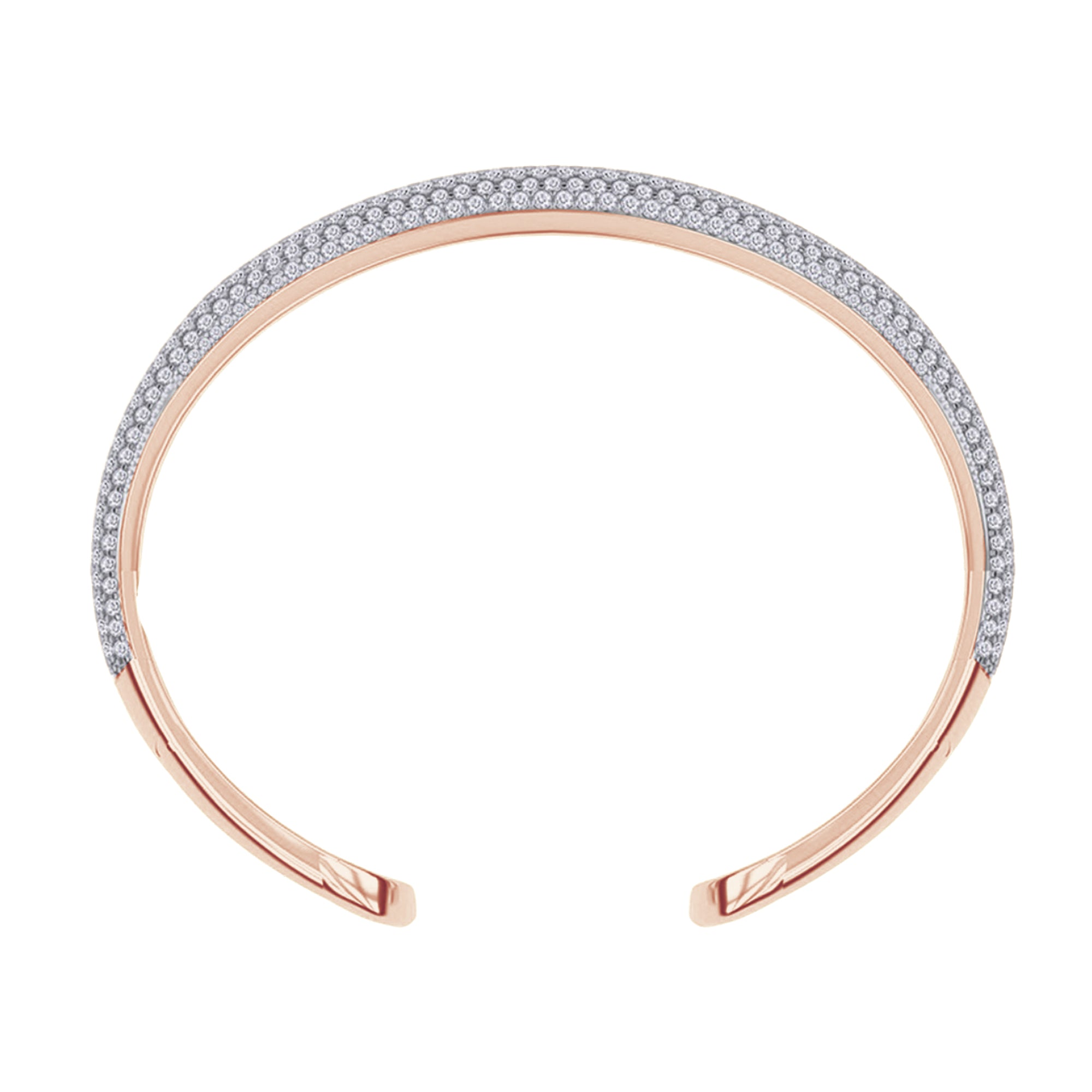 5.00 Cttw Round Lab Created Moiissanite Pave Set Double Domed Open Cuff Bracelet