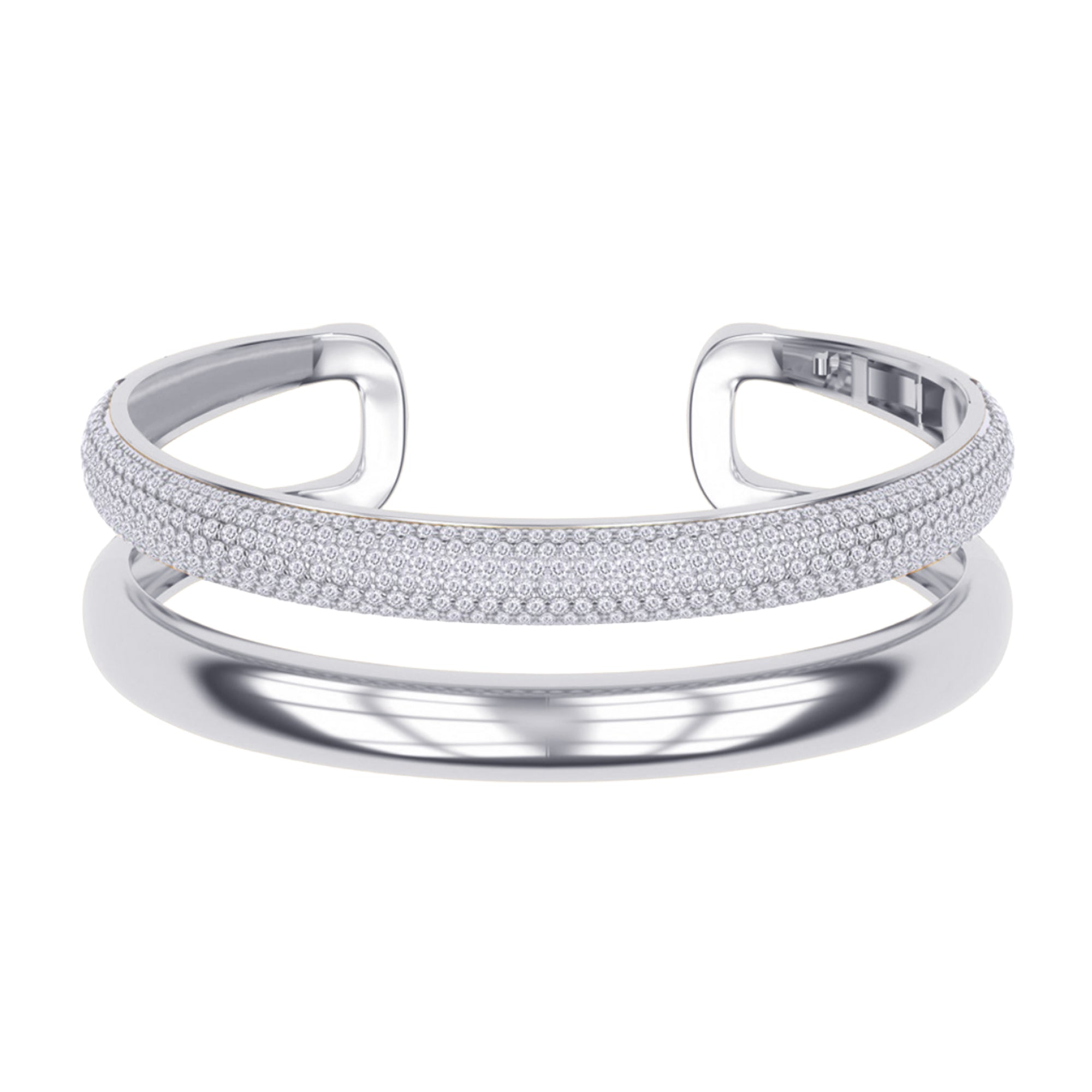 5.00 Cttw Round Lab Created Moiissanite Pave Set Double Domed Open Cuff Bracelet