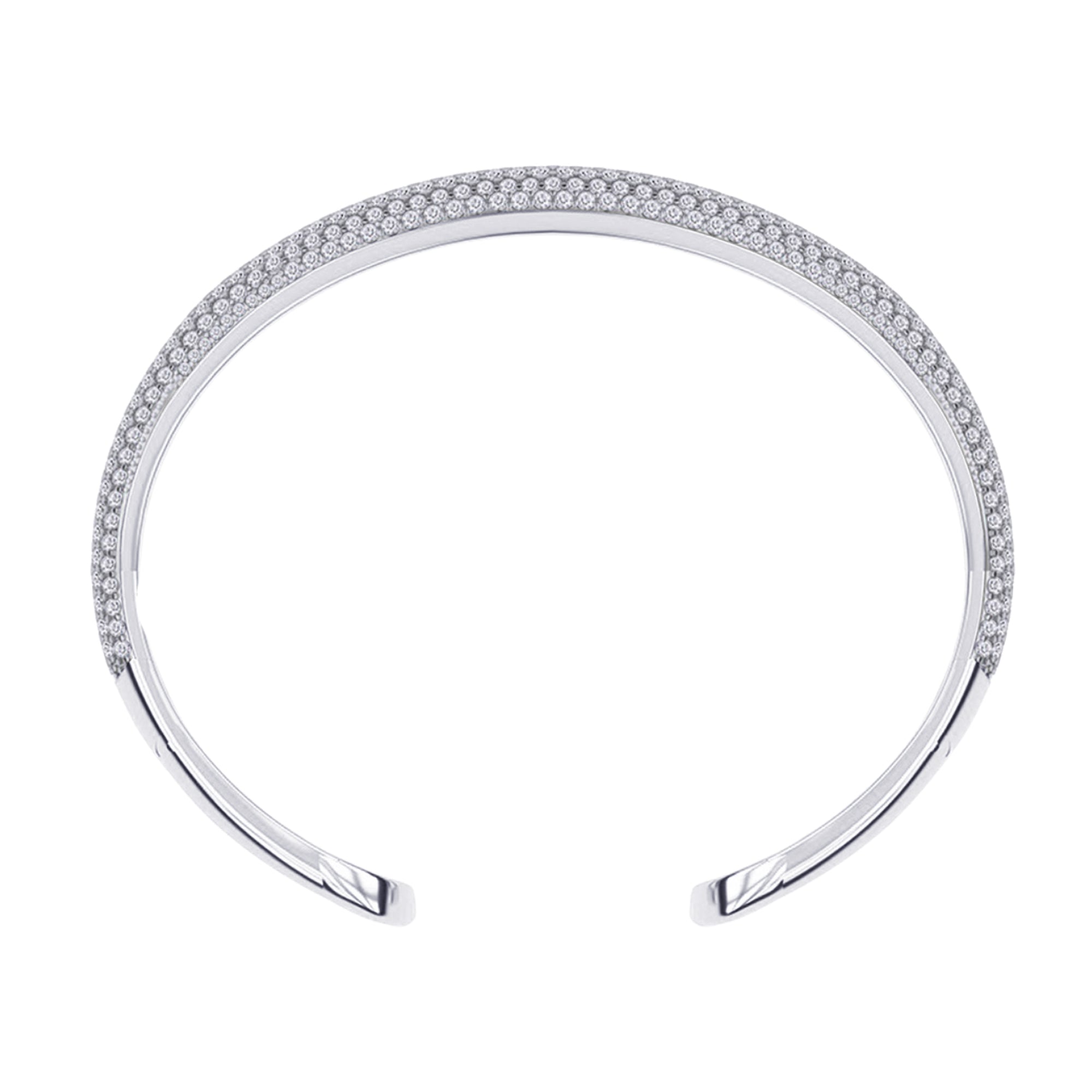 5.00 Cttw Round Lab Created Moiissanite Pave Set Double Domed Open Cuff Bracelet