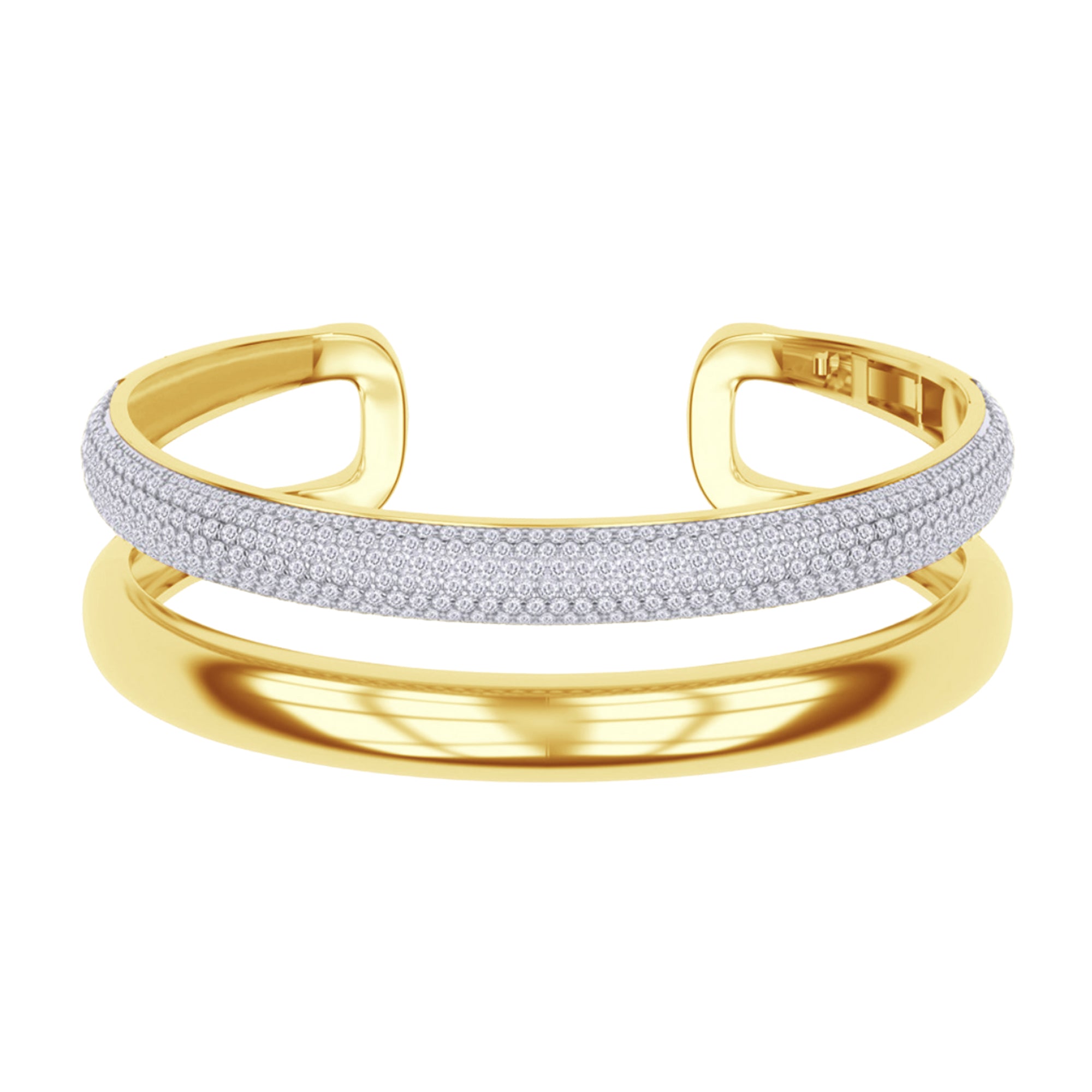 5.00 Cttw Round Lab Created Moiissanite Pave Set Double Domed Open Cuff Bracelet