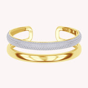 5.00 Cttw Round Lab Created Moiissanite Pave Set Double Domed Open Cuff Bracelet