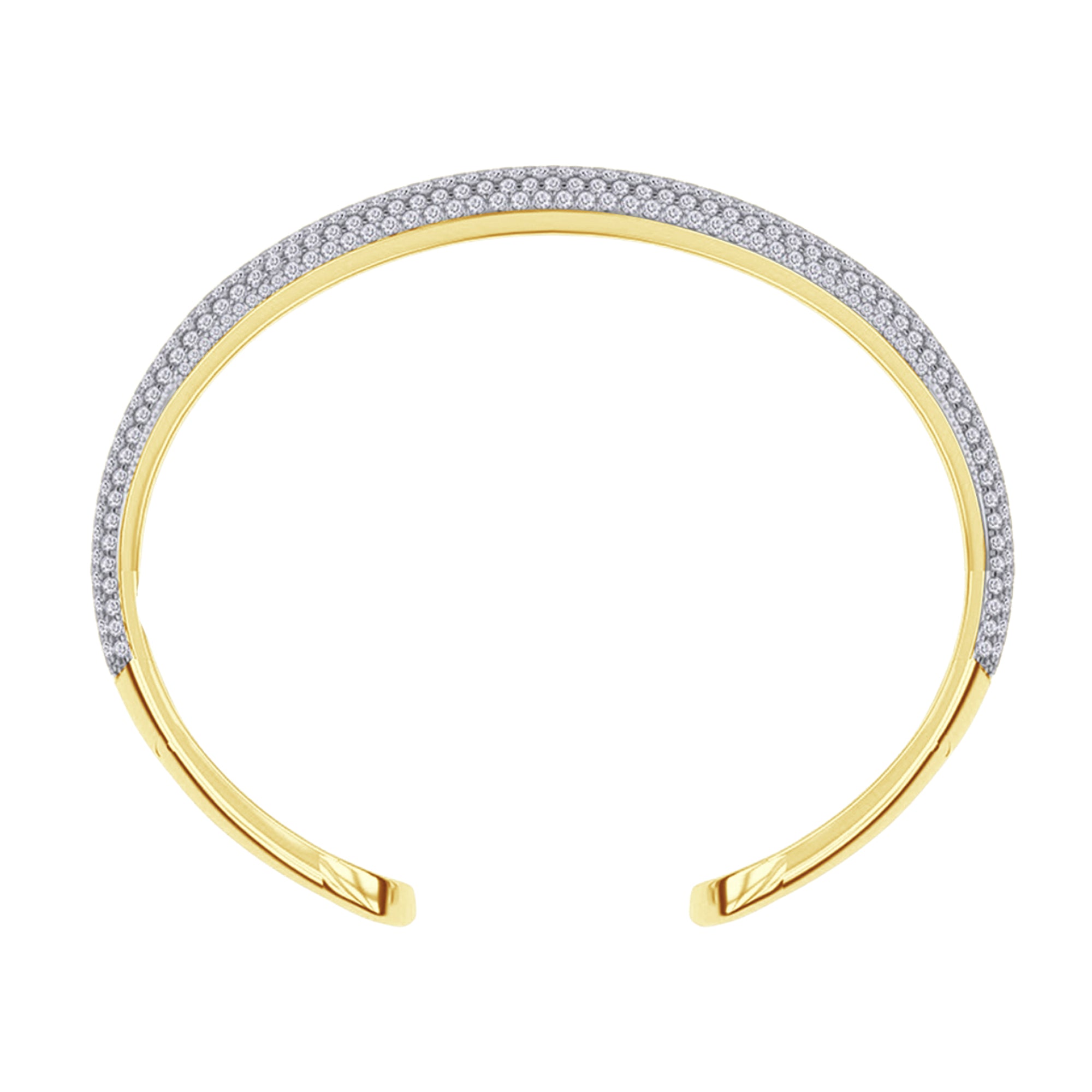 5.00 Cttw Round Lab Created Moiissanite Pave Set Double Domed Open Cuff Bracelet