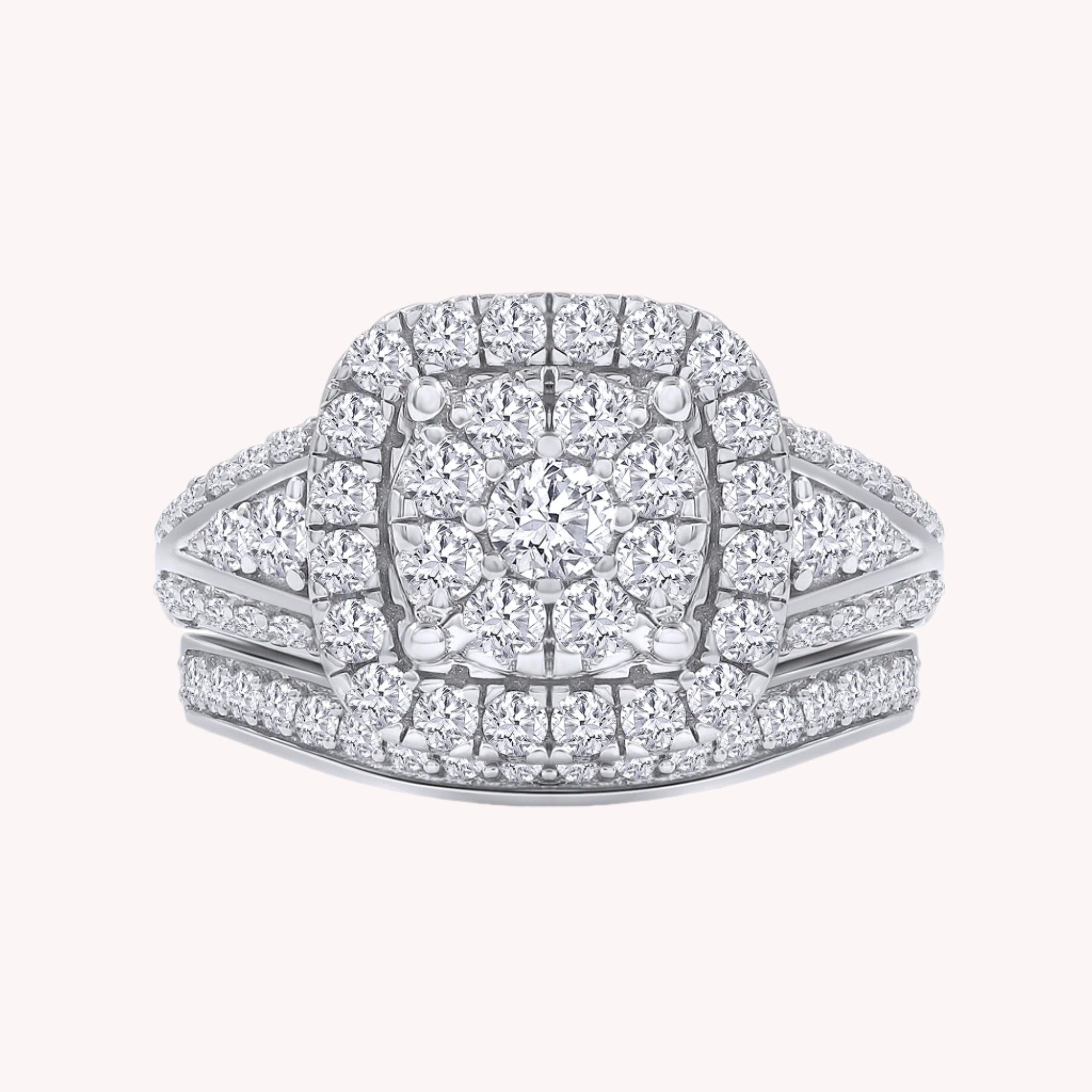 Halo Engagement Bridal Set Lab Grown Diamond Ring