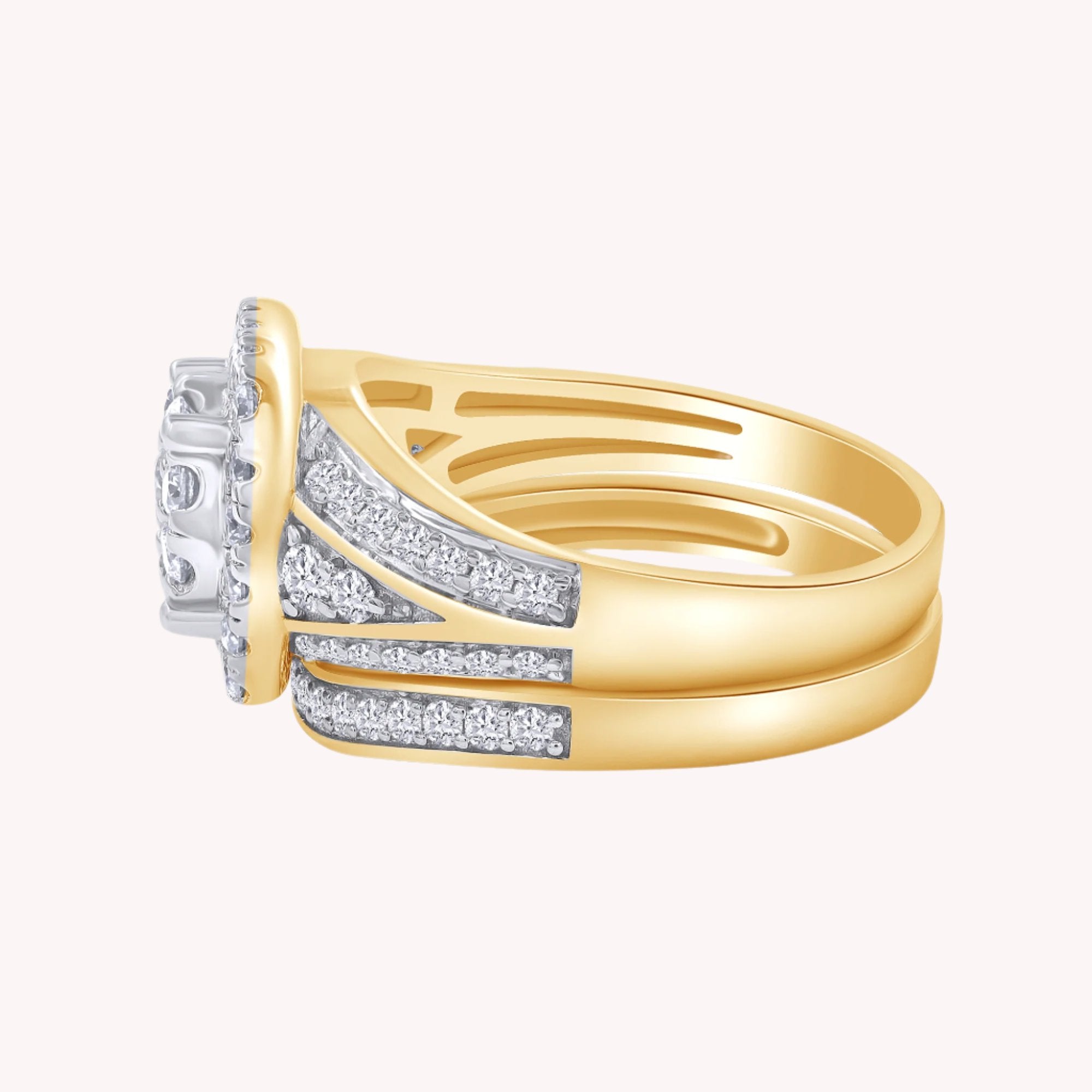 Halo Engagement Bridal Set Lab Grown Diamond Ring