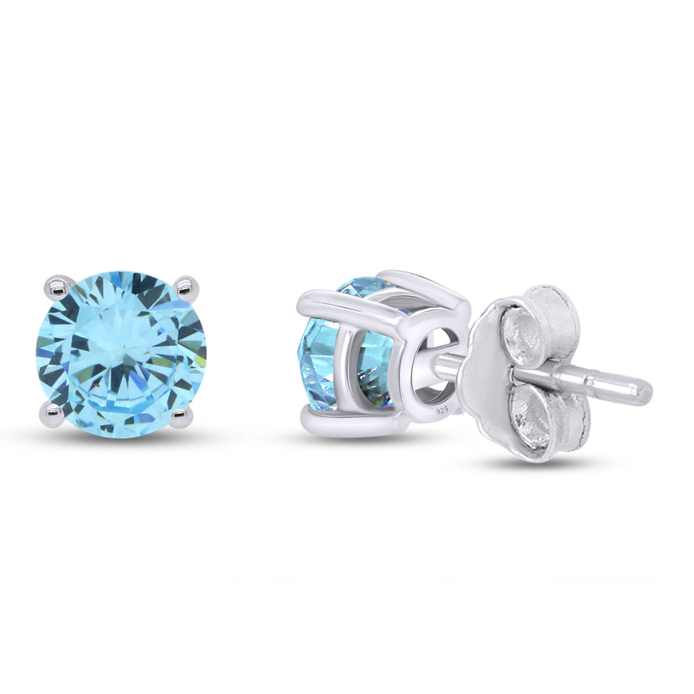 
                      
                        Round Cut Simulated Birthstone Stud Earrings For Women In 925 Sterling Silver
                      
                    