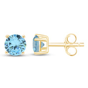 Solitaire Stud Earrings Simulated Birthstone 925 Sterling Silver