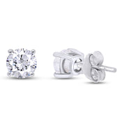 Solitaire Stud Earrings Simulated Birthstone 925 Sterling Silver