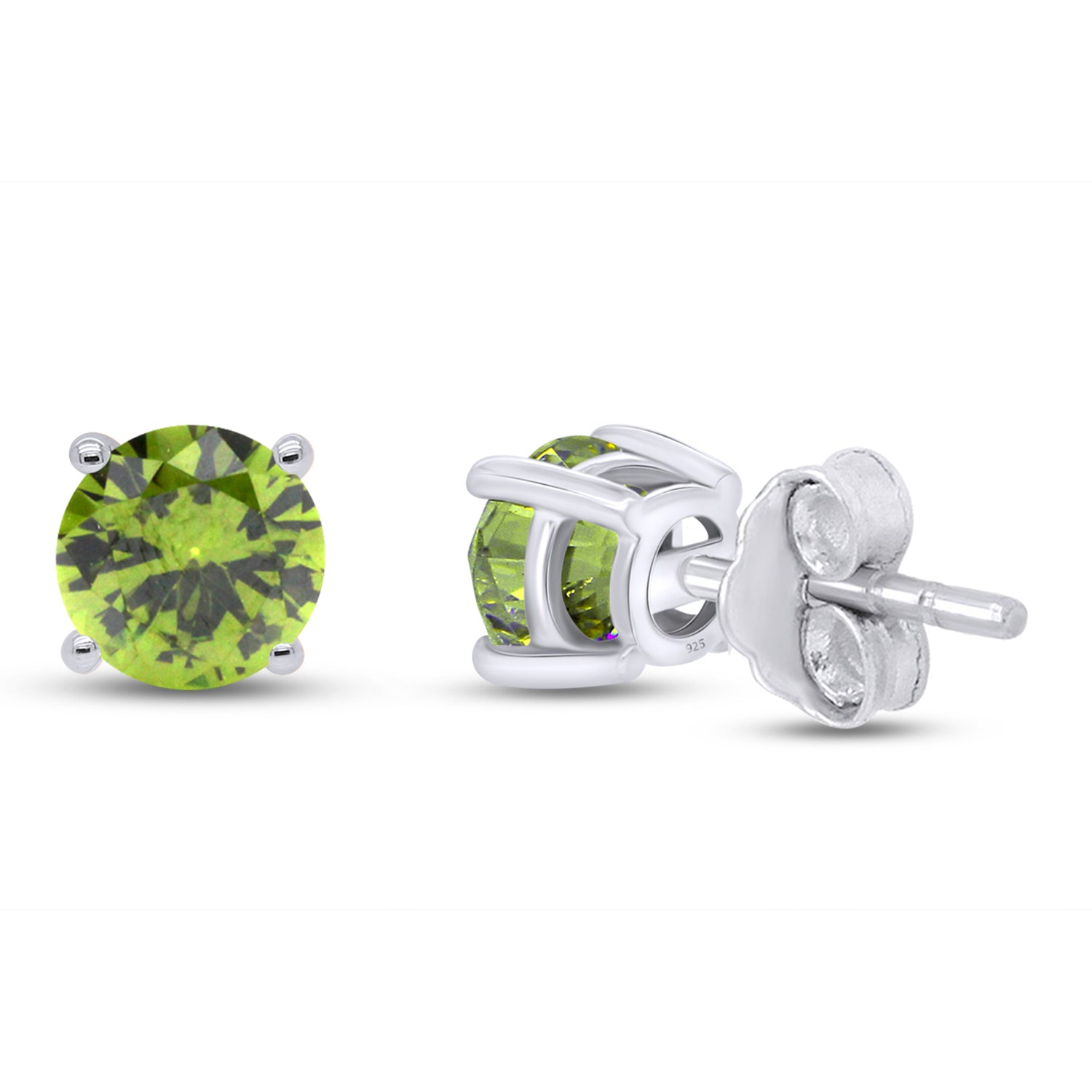 Solitaire Stud Earrings Simulated Birthstone 925 Sterling Silver