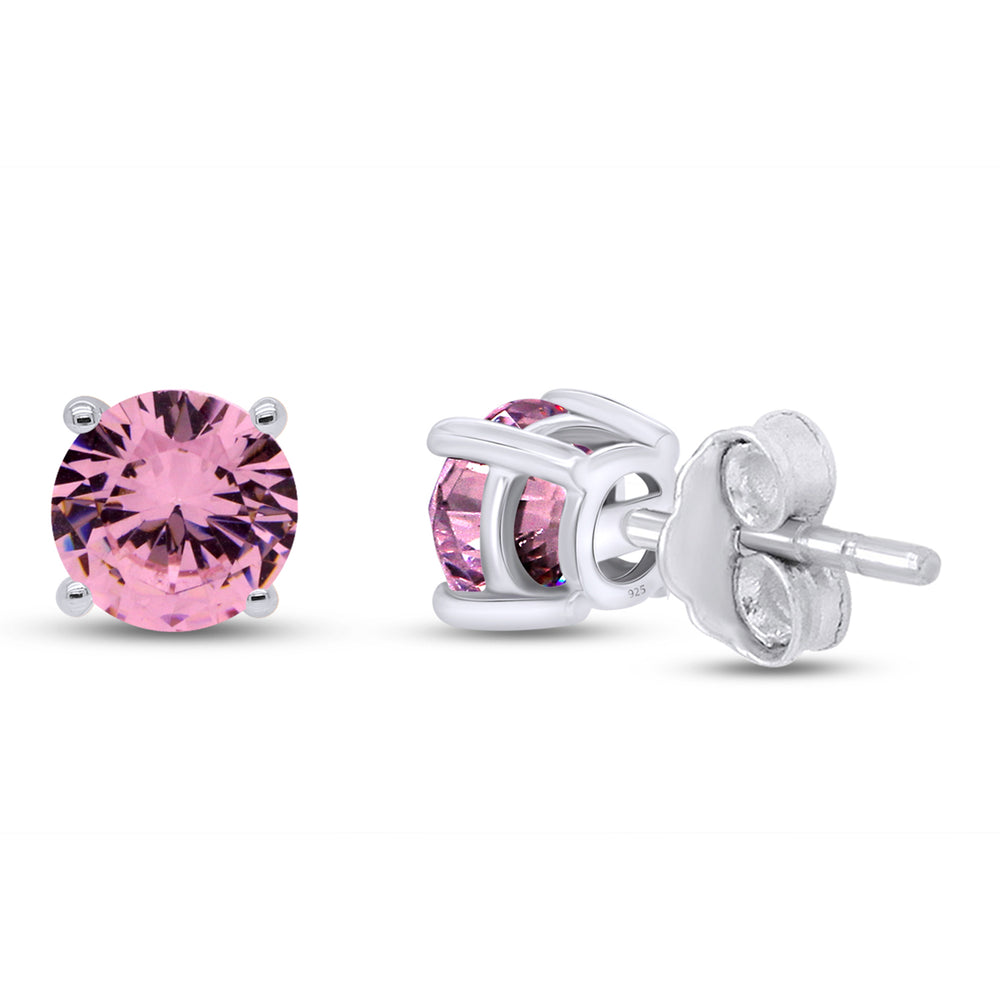 
                      
                        Round Cut Simulated Birthstone Stud Earrings For Women In 925 Sterling Silver
                      
                    