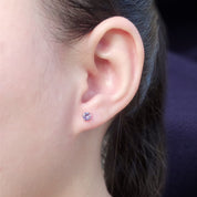 Solitaire Stud Earrings Simulated Birthstone 925 Sterling Silver