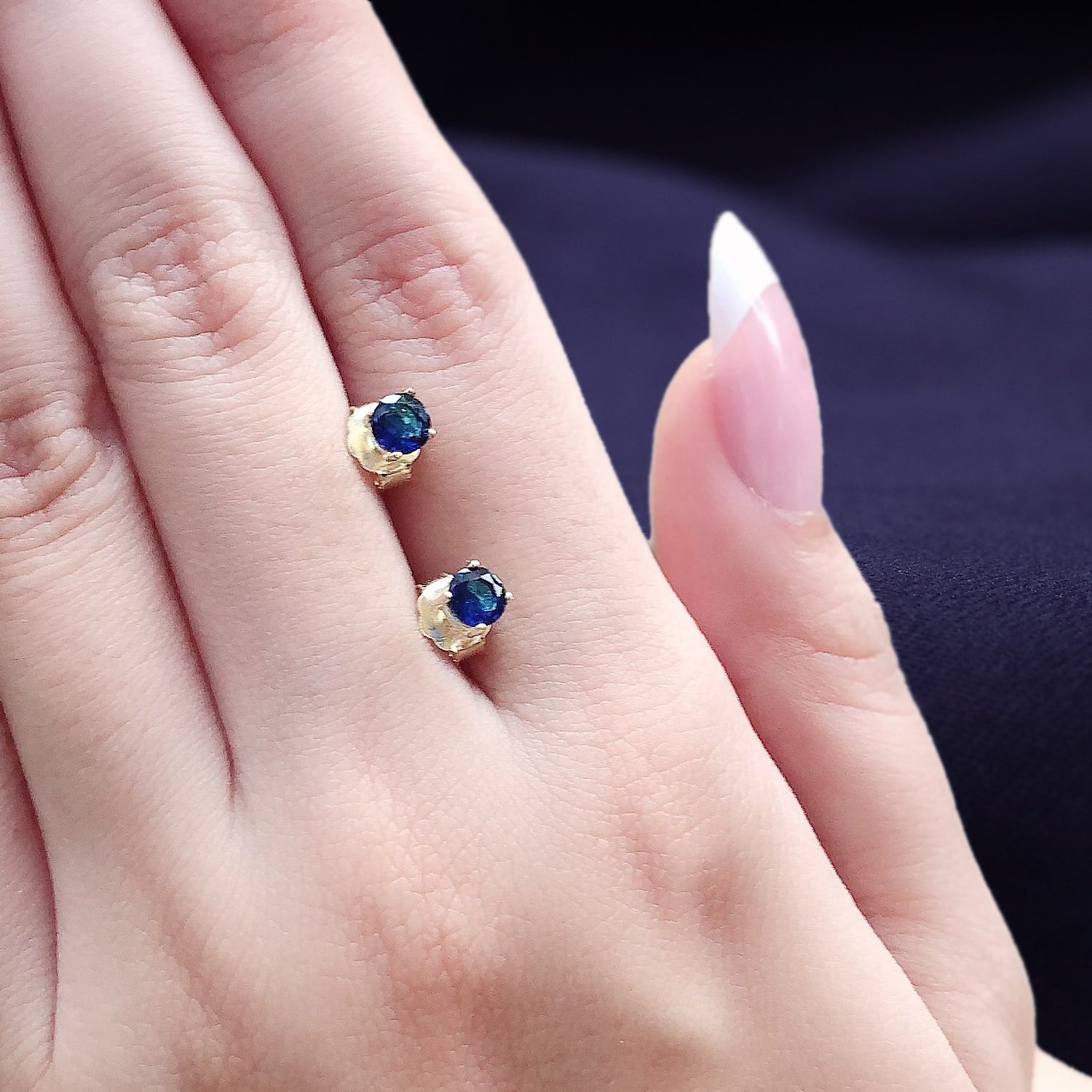 Solitaire Stud Earrings Simulated Birthstone 925 Sterling Silver