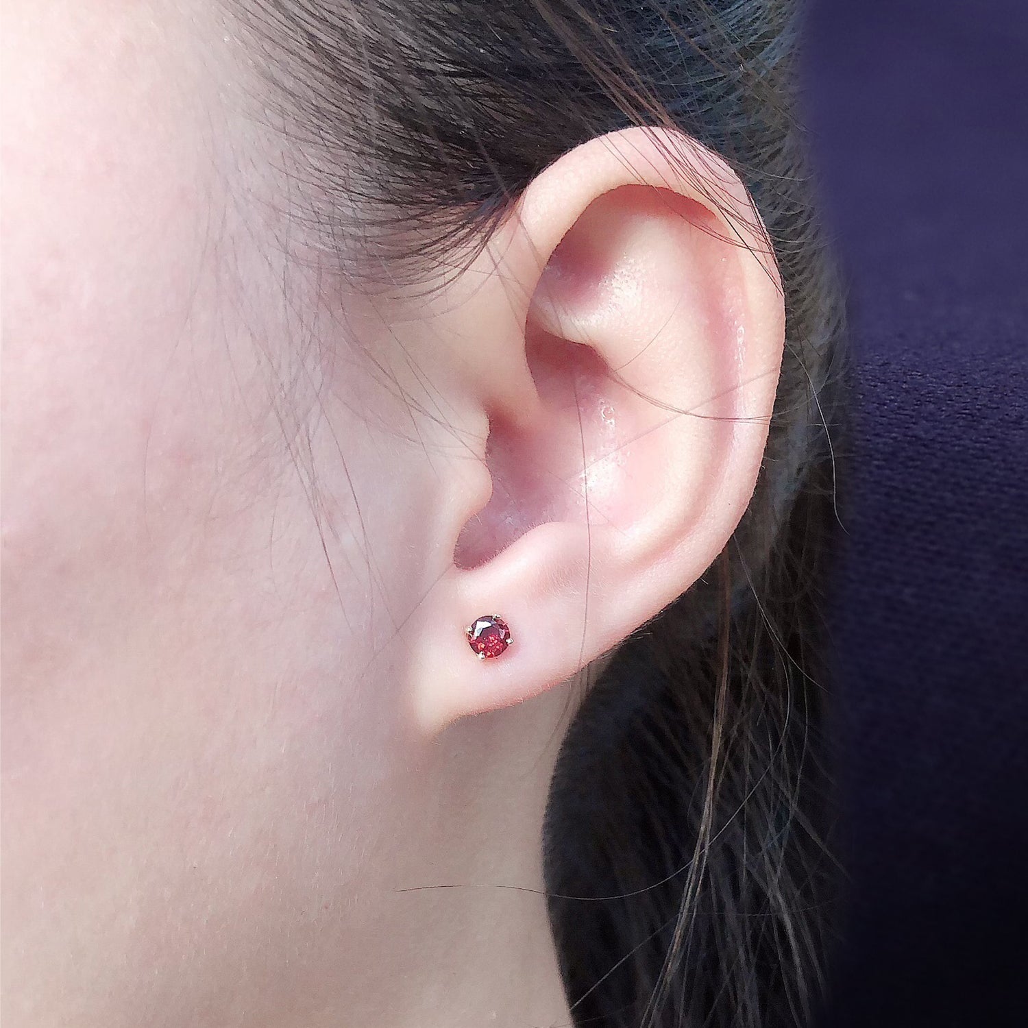 Solitaire Stud Earrings Simulated Birthstone 925 Sterling Silver