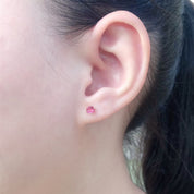 Solitaire Stud Earrings Simulated Birthstone 925 Sterling Silver