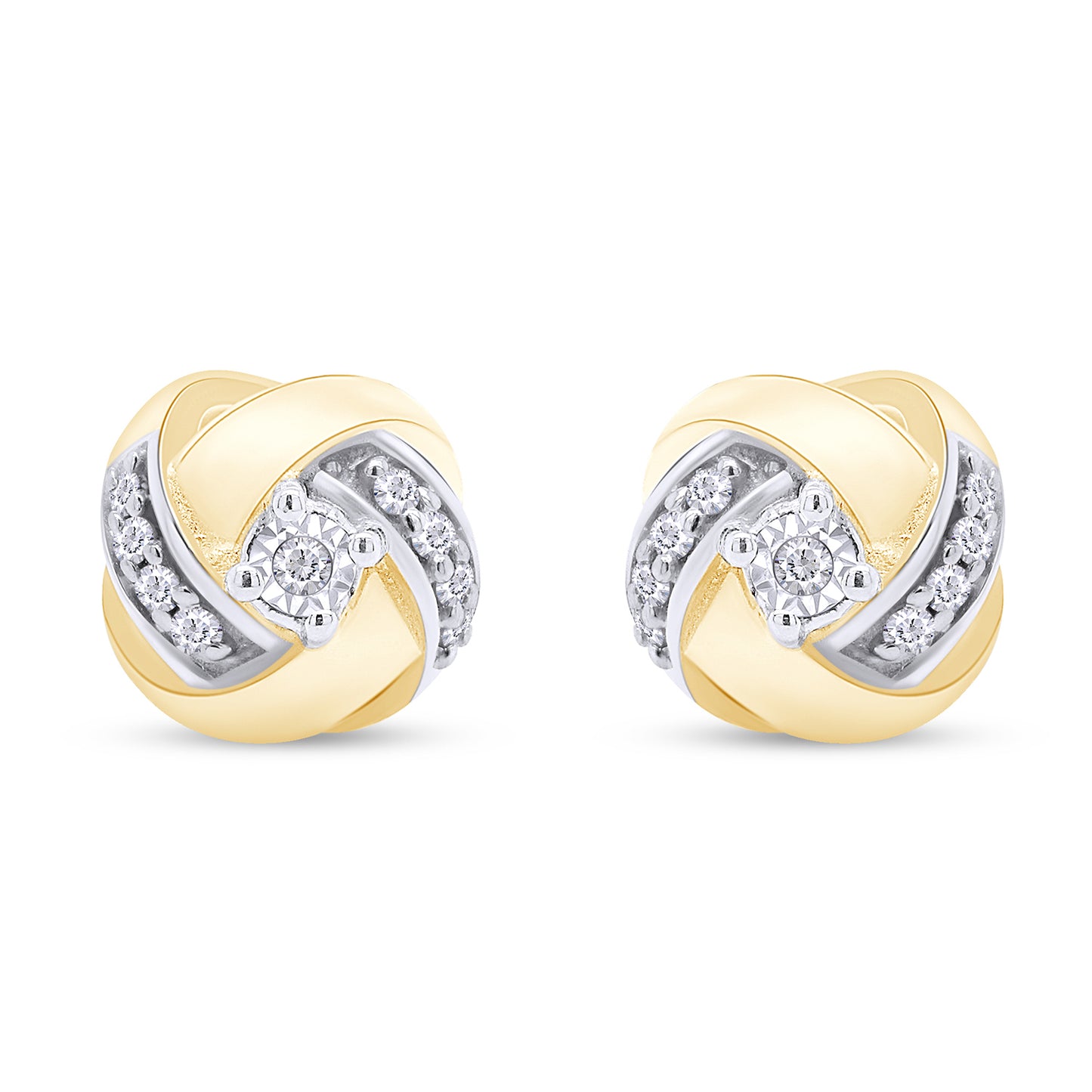 1/8 Carat Round Cut White Natural Diamond Love Knot Stud Earrings In 925 Sterling Silver
