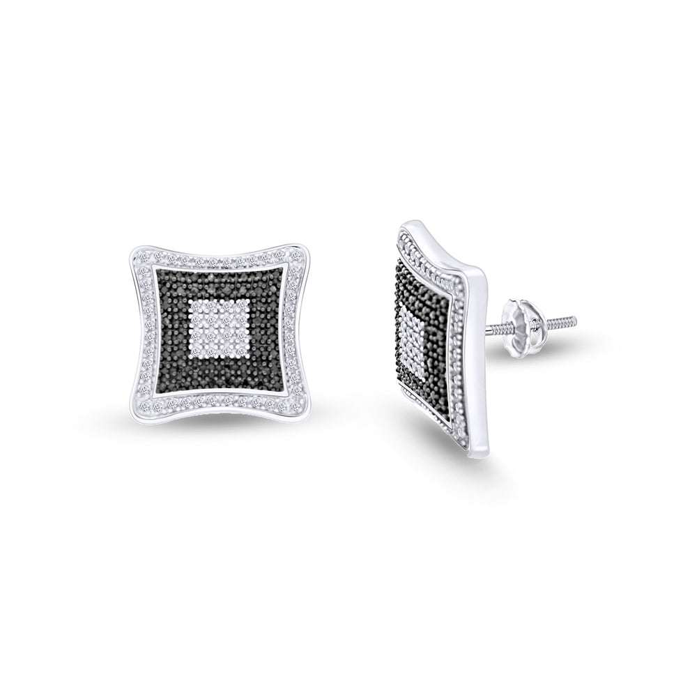 
                      
                        Round Shape Enhanced Black & White Natural Diamond Square Stud Earrings In 14K Gold Over Sterling Silver( 0.65 Cttw)
                      
                    