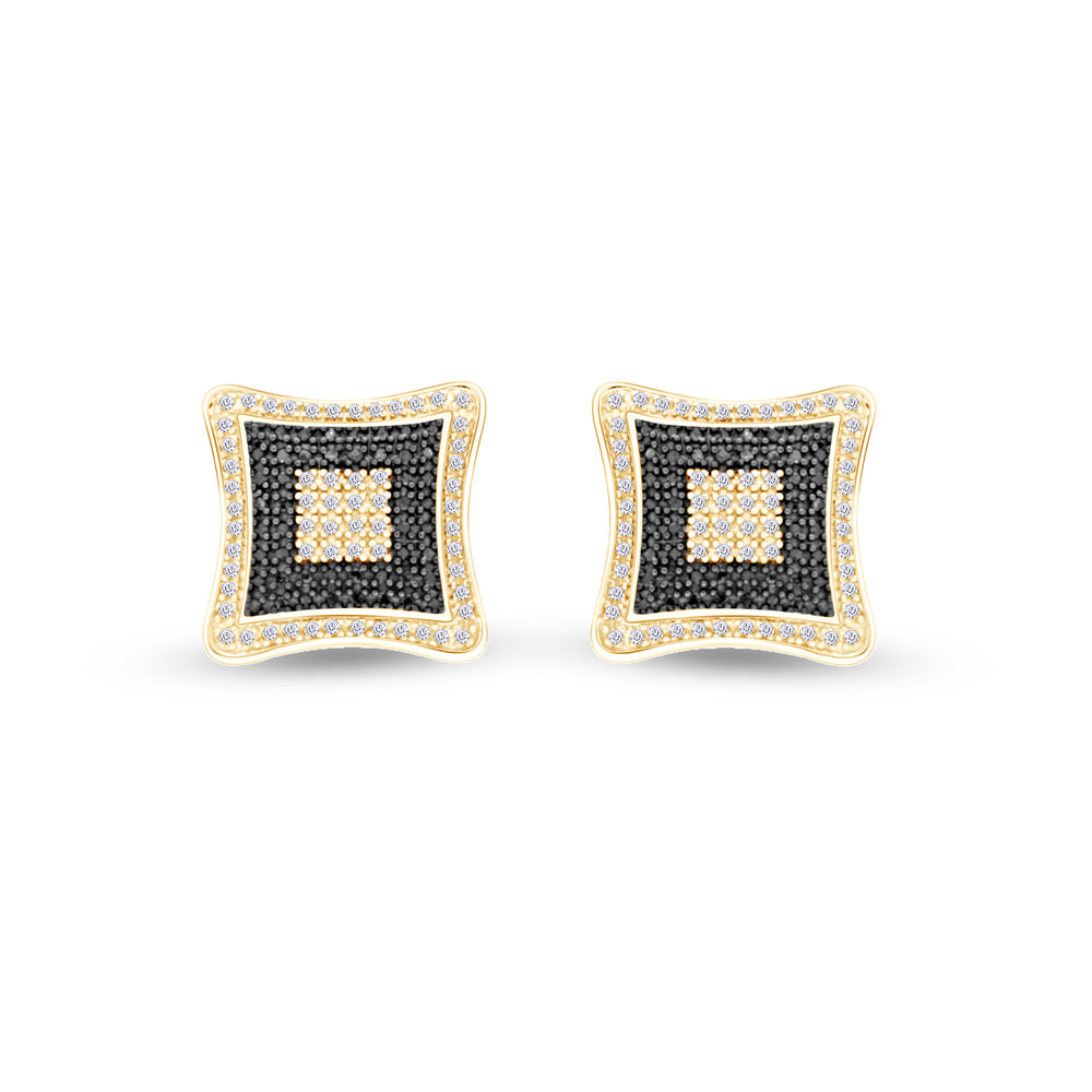 
                      
                        Round Shape Enhanced Black & White Natural Diamond Square Stud Earrings In 14K Gold Over Sterling Silver( 0.65 Cttw)
                      
                    