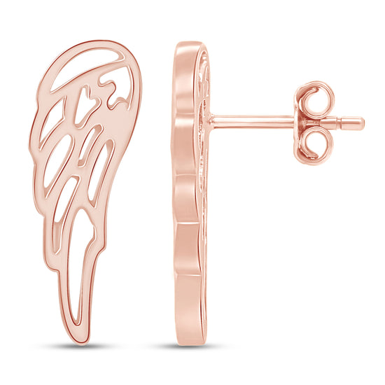 Angel Wings Stud Earrings in 925 Sterling Silver Push Back Jewelry for Women