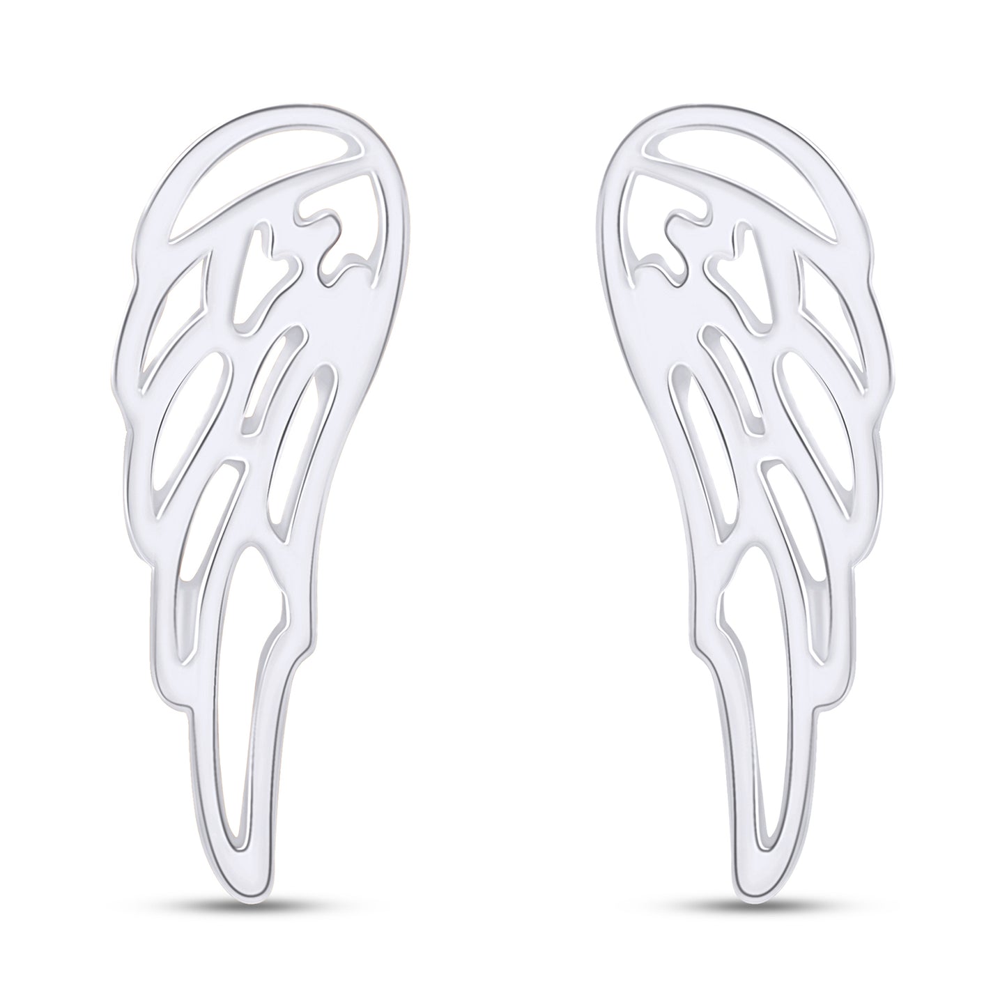 Angel Wings Stud Earrings in 925 Sterling Silver Push Back Jewelry for Women