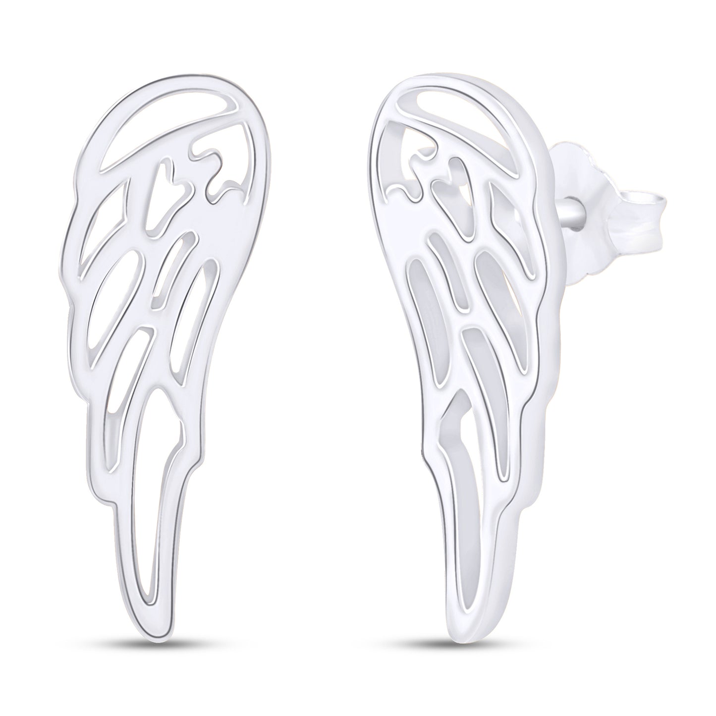 Angel Wings Stud Earrings in 925 Sterling Silver Push Back Jewelry for Women
