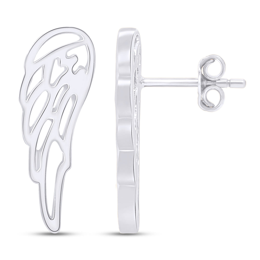 Angel Wings Stud Earrings in 925 Sterling Silver Push Back Jewelry for Women