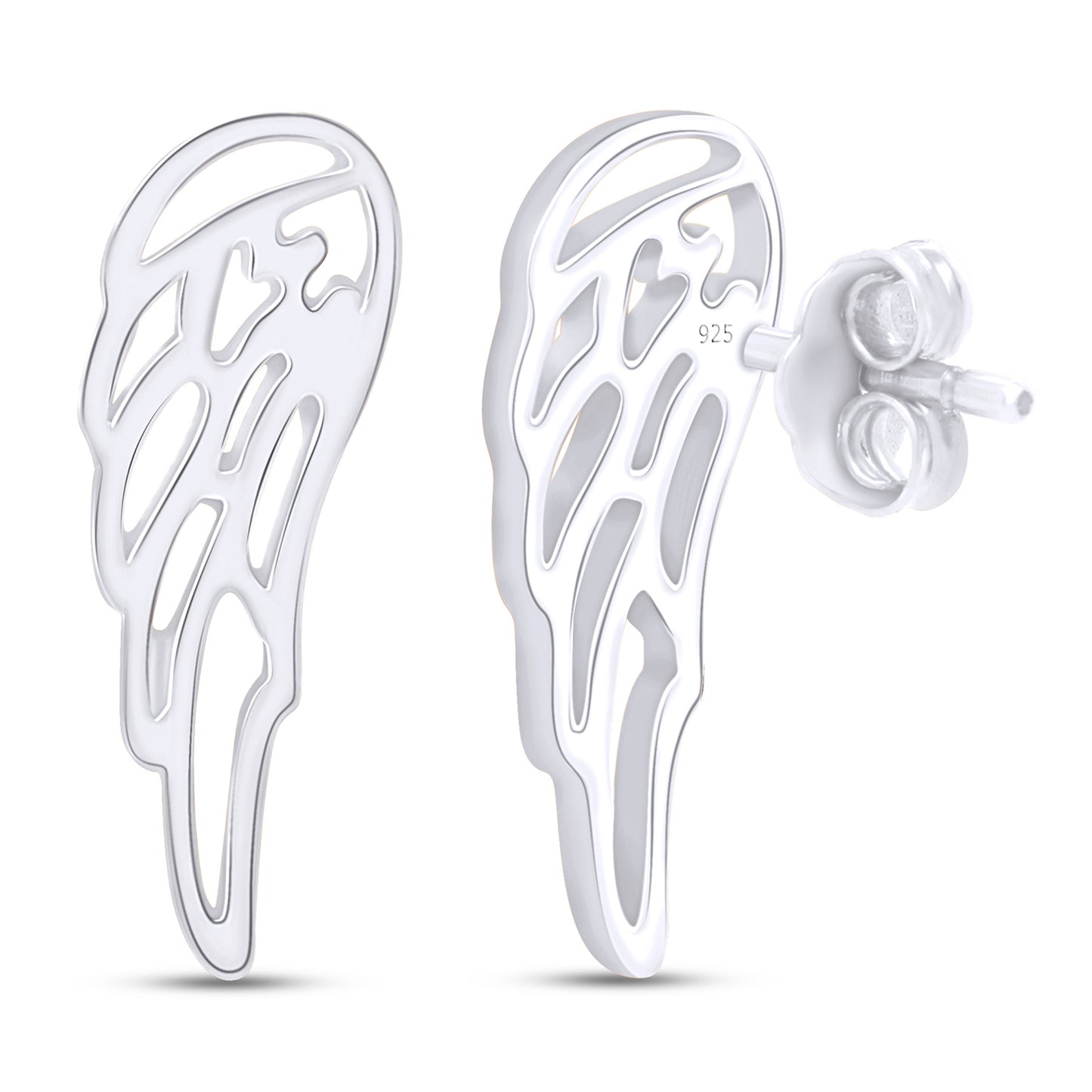 Load image into Gallery viewer, Angel Wings Stud Earrings in 925 Sterling Silver Push Back Jewelry for Women
