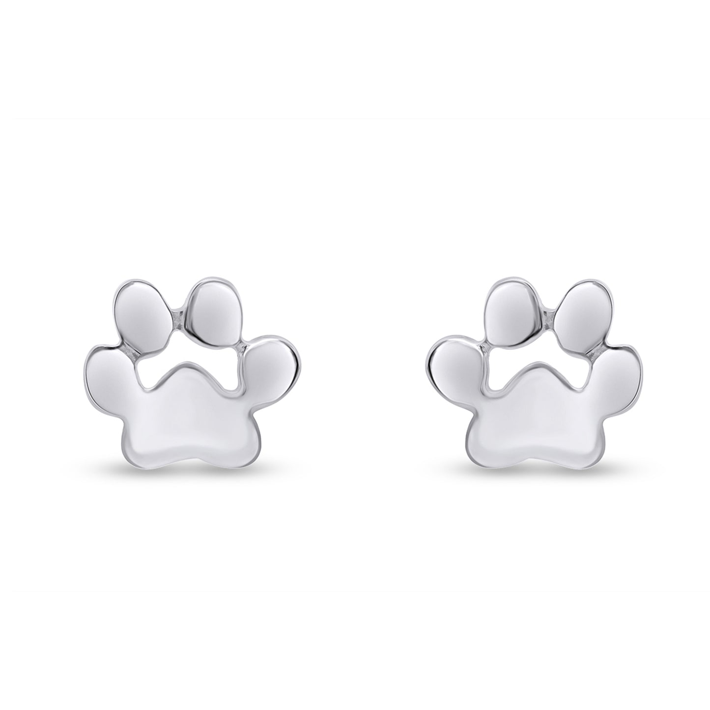 Cute Dog Paw Print Stud Earrings for Women in 925 Sterling Silver with Push Back