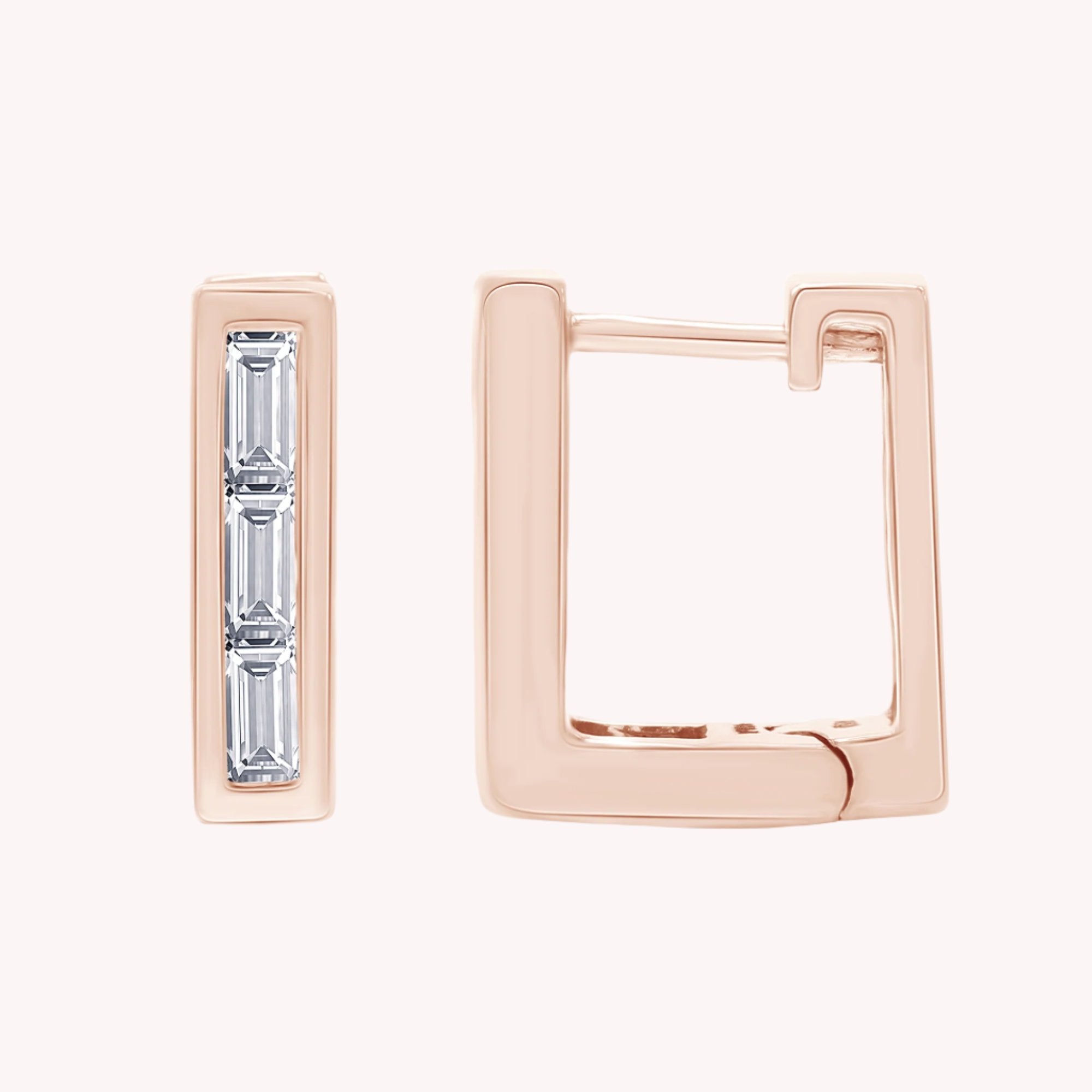 Petit Square Cubic Zirconia Huggies Earrings