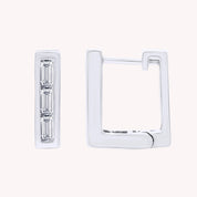 Petit Square Cubic Zirconia Huggies Earrings