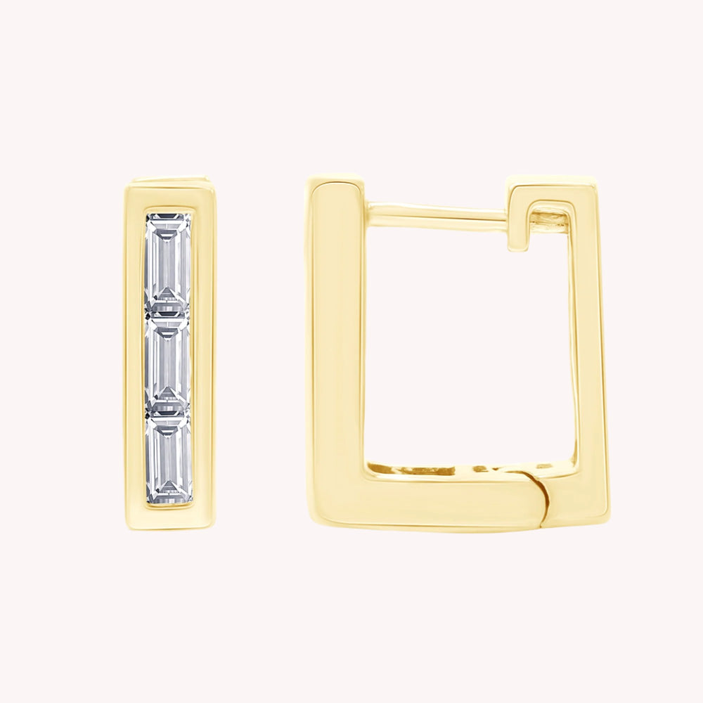 Petit Square Cubic Zirconia Huggies Earrings