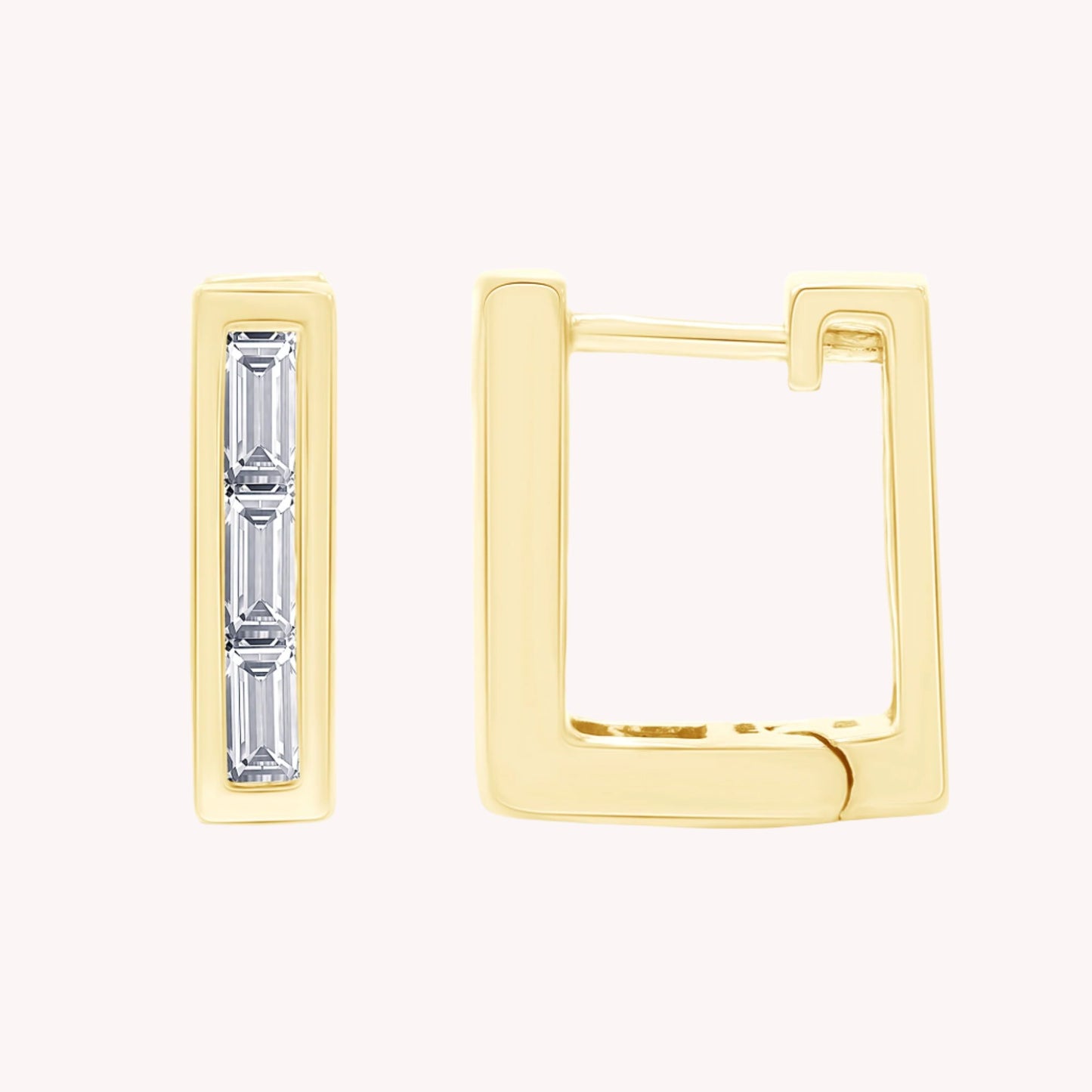 Petit Square Cubic Zirconia Huggies Earrings