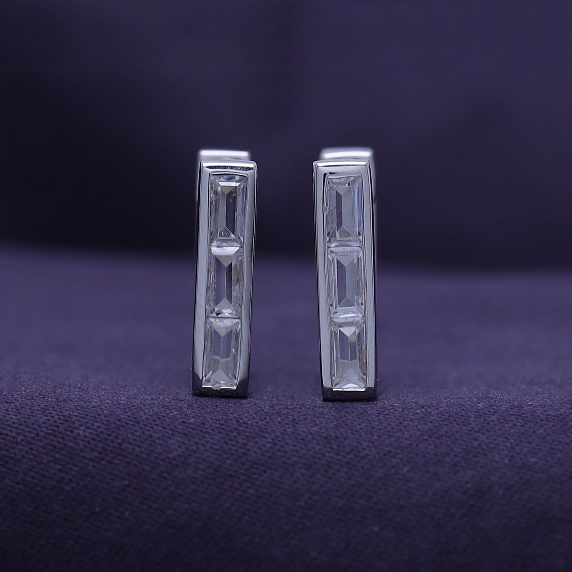 Petit Square Cubic Zirconia Huggies Earrings