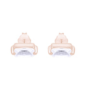 Baguette Stud Earrings Lab Created Moissanite Sterling Silver