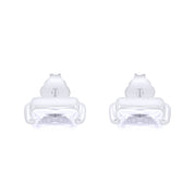 Baguette Stud Earrings Lab Created Moissanite Sterling Silver