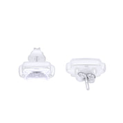 Baguette Stud Earrings Lab Created Moissanite Sterling Silver