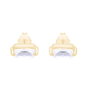 Baguette Stud Earrings Lab Created Moissanite Sterling Silver