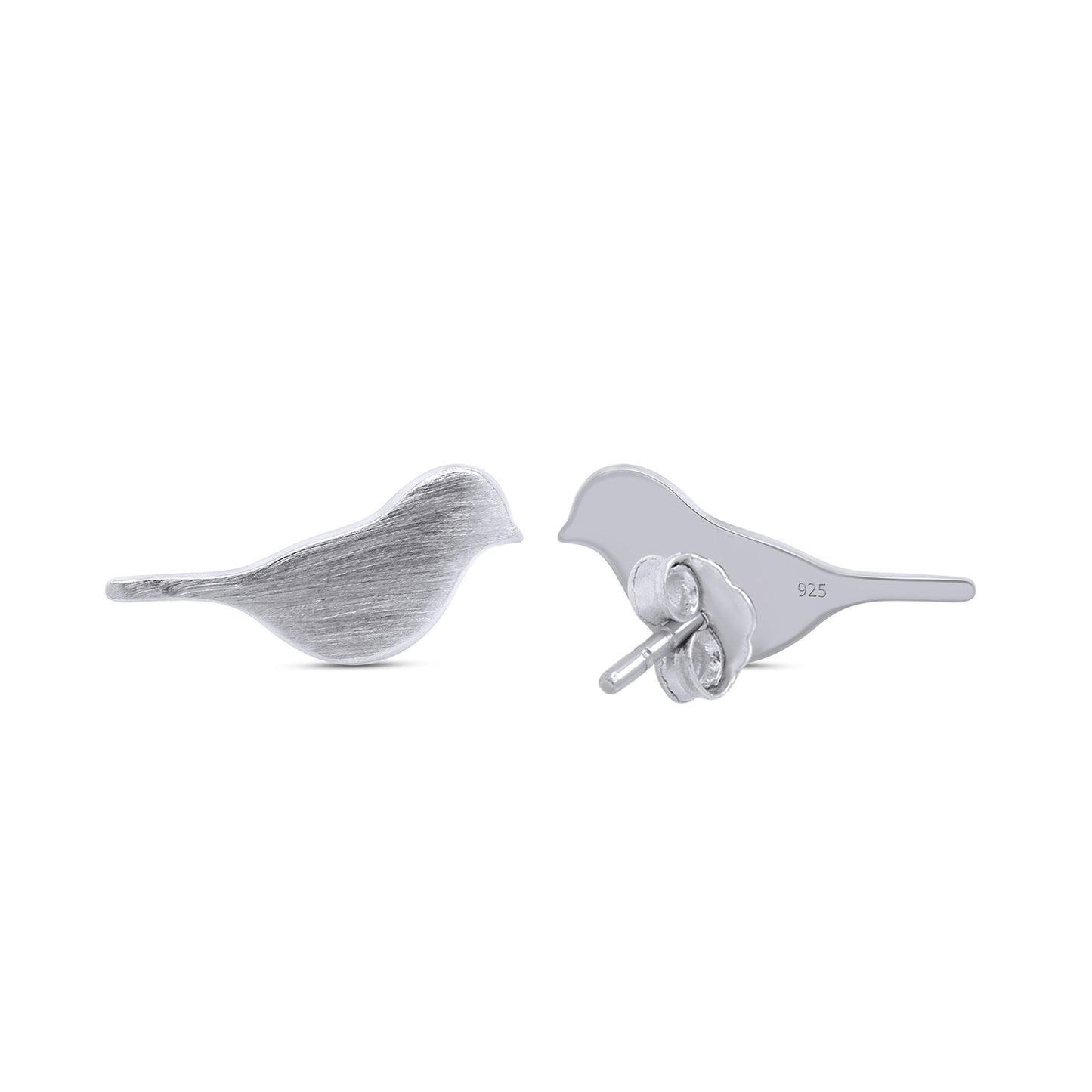Cute Delicated Pair of Little DOVE Bird Stud Earrings in 925 Sterling Silver