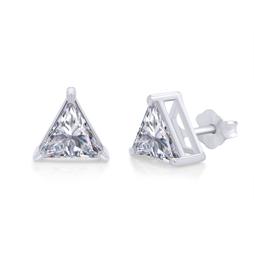 
                      
                        White Cubic Zirconia Trillion Cut Stud Earrings Push Back Jewelry for Women in 925 Sterling Silver
                      
                    