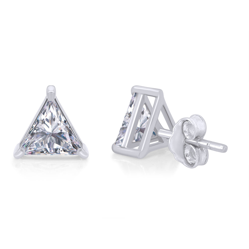 
                      
                        White Cubic Zirconia Trillion Cut Stud Earrings Push Back Jewelry for Women in 925 Sterling Silver
                      
                    