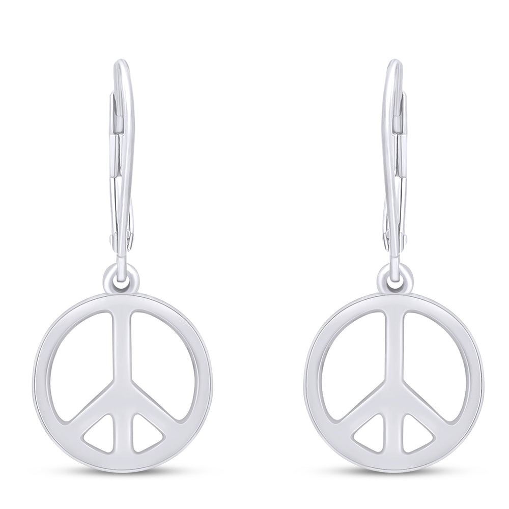 
                      
                        Glossy Peace Sign Lever Back Dangle Earrings for Women in 925 Sterling Silver
                      
                    