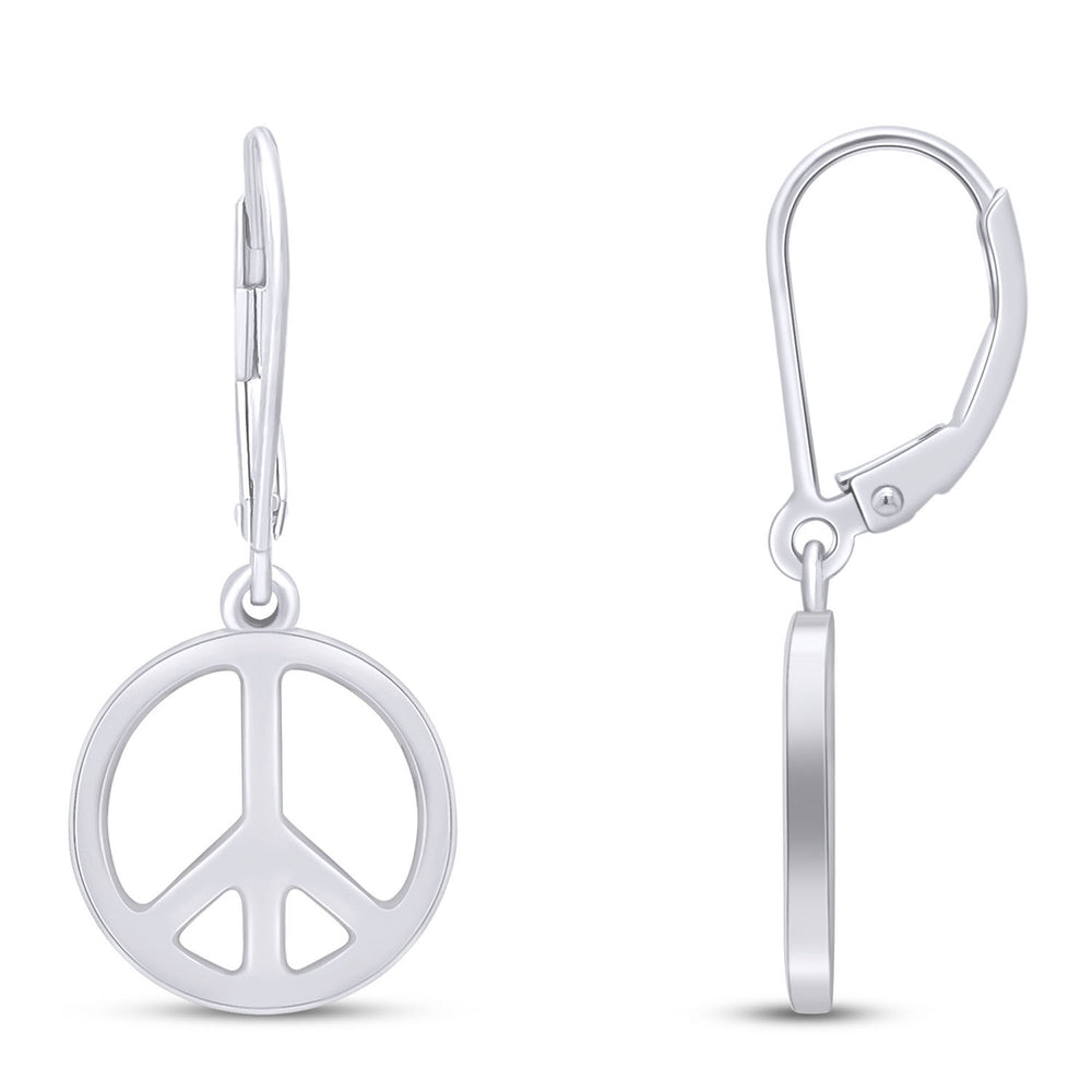 
                      
                        Glossy Peace Sign Lever Back Dangle Earrings for Women in 925 Sterling Silver
                      
                    