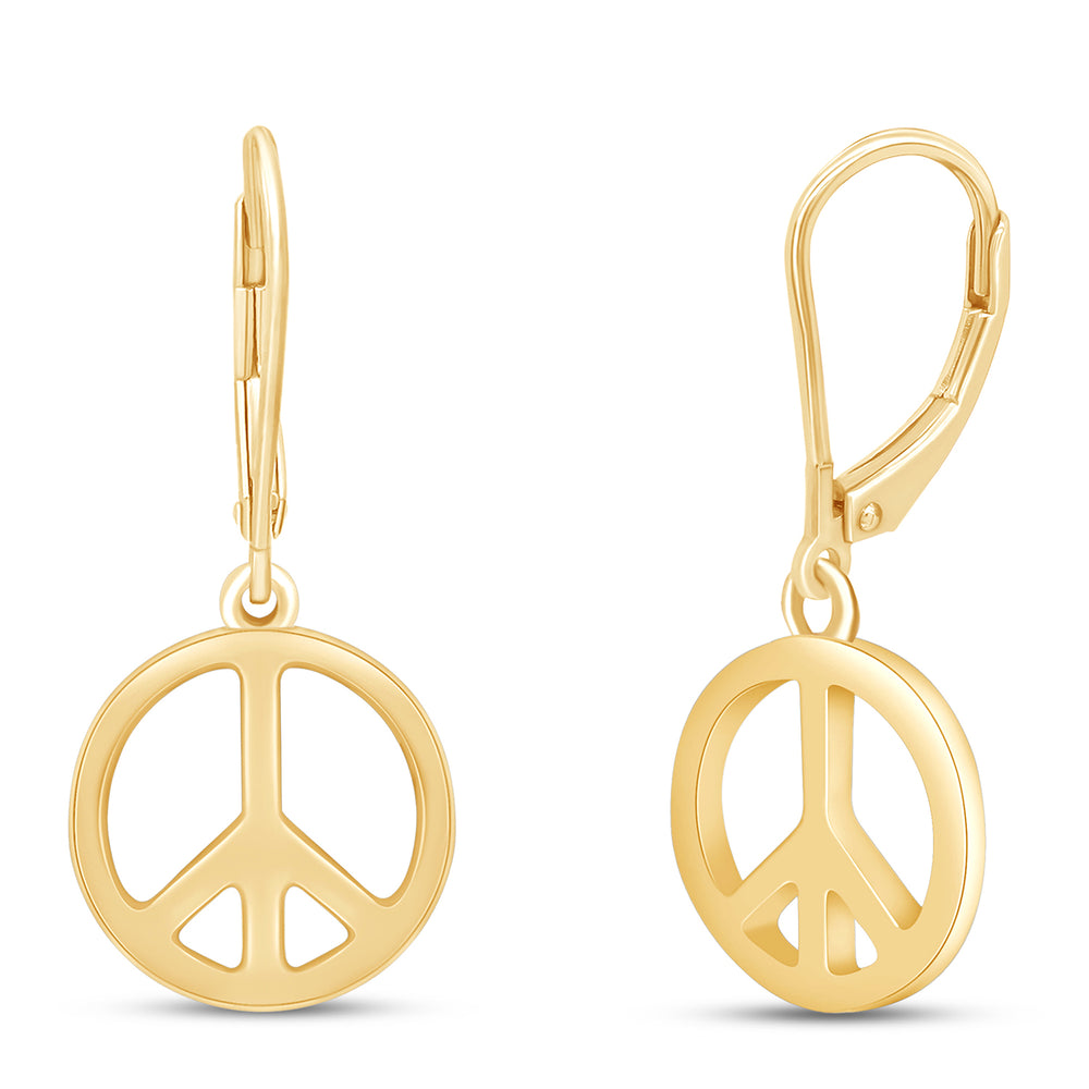 
                      
                        Glossy Peace Sign Lever Back Dangle Earrings for Women in 925 Sterling Silver
                      
                    