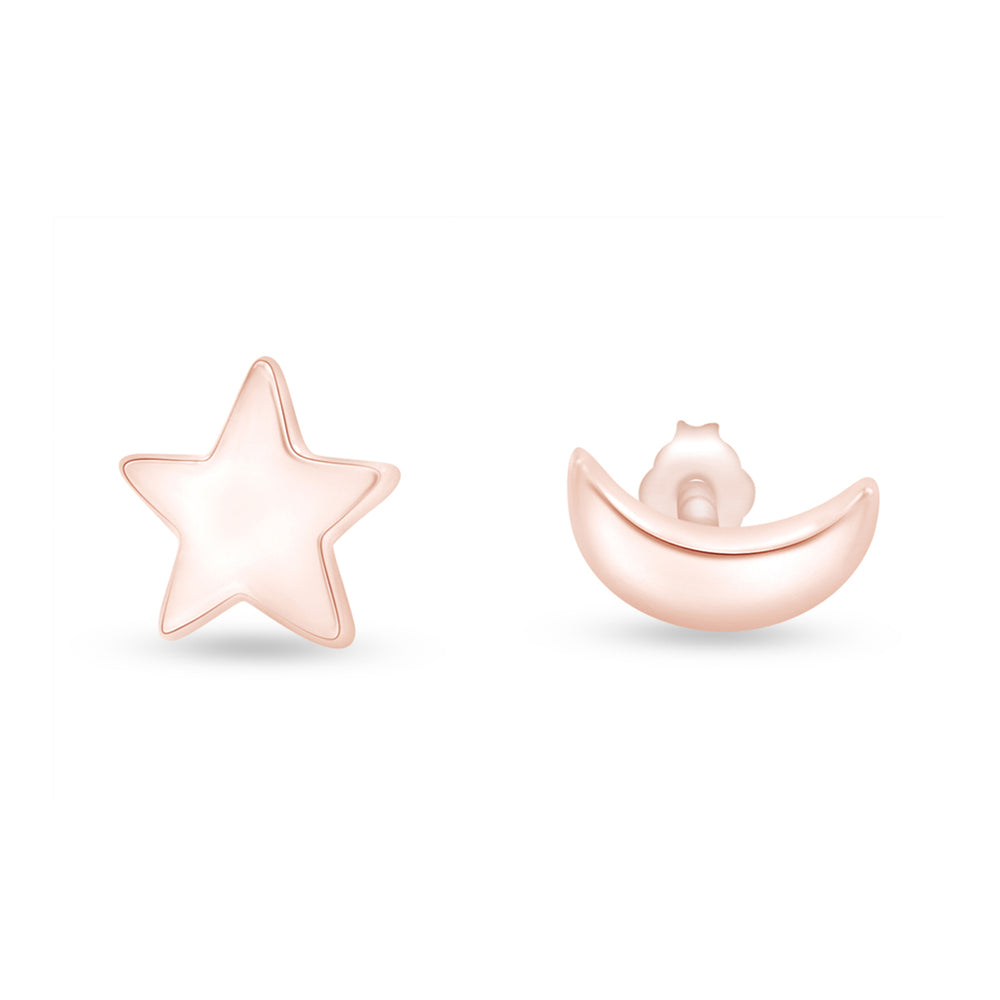 
                      
                        Asymmetry Symbol Moon Star Stud Earrings in 925 Sterling Silver Push Back Jewelry for Women
                      
                    