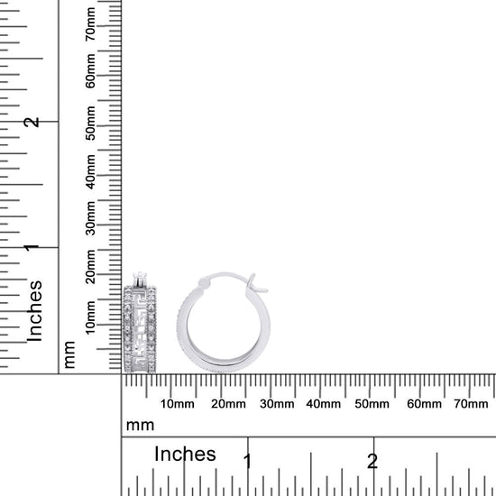 Round Cut White Natural Diamond Hoop Earrings For Women In 925 Sterling Silver